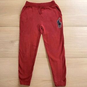 POLO RALPH LAUREN Joggers Boys L 14/16 Red Big Pony Plaid Embroidered Sweatpants